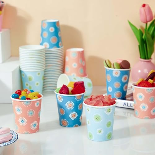 SIUQ [600 Pack 5 oz Paper Cups, Disposable Bathroom Cups, Small Mouthwash Cups, Hot/Cold Beverage Drinking Mini Cup for Party, Picnic, BBQ, Travel (Daisy) - color: Daisy 5oz-600 pack