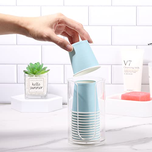LoveBB Bathroom Cup Dispenser, 3oz-5oz Small Disposable Paper Cups Holder for Bathroom Vanity Countertop's Rinsing/Mouthwash Cups, Clear - color: Clear