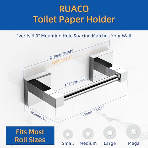 Ruacq Toilet Paper Holder Chrome Double Post Pivoting Square Tissue Holders Roll Holder Hangers Toilet Paper Stand Stainless Steel and Zinc Alloy Modern Wall Mounted - color: Chrome, size: Square