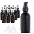 12Pack 60ml Matte Black Glass Pump Bottle with Black Top,2oz Small Dispenser, Travel Size Refillable Botttles for Lotions,Sercums,Essential Oils - color: 2oz Black(12pcs)