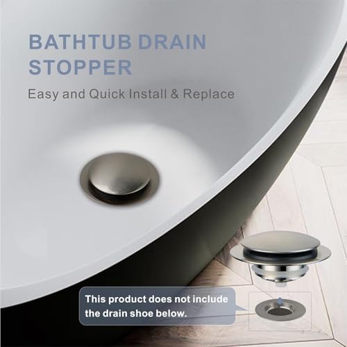 Brushed Bathtub Drain Stopper,Universal Pop Up Bath Drain, Hidrop Tip Toe Tub Drain Stopper,Conversion Kit Assembly, Replaces Lift and Turn,Tip-Toe and Trip Lever drains for Tub, EZ Install(Brushed) - color: Brushed