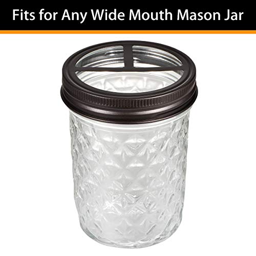 [Wide Mouth ONLY] SheeChung 2 Pack Mason Jar Toothbrush Holder Lid - Rustproof 304 Stainless Steel for Ball Mason Jar or Any Pint. Jar, Farmhouse Decor Bathroom Accessories Set - Bronze - color: Brown Lid-2 Pack