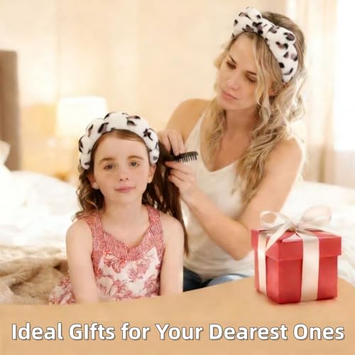 7 Pcs Spa Set, Facial Headband and Wristband Set, Skincare Accessories, College Style Girl Idea Gifts, Hair Accessories for Women and Girls （Beige Leopard ） - color: Beige Leopard