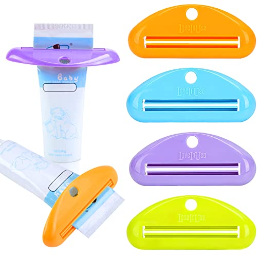 LoveInUsa Toothpaste Tube Squeezer Dispenser, Hanging Toothpaste Clips Holder Rolling Holder Squeezer 4 Pack - color: 4pcs-1