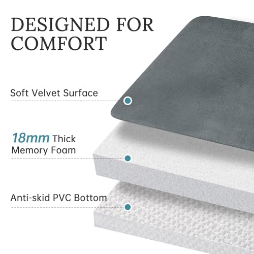 HUXMEYSON Bathroom Rugs Sets 3 Piece, Ultra Soft Velvet Memory Foam Bath Rugs, Non-Slip & PVC Backing Bathroom Mat Set, Washable Quick Dry Bath Rug - Grey - color: Grey, size: 17"x24"+20"x32"+U Shape 20"x24"