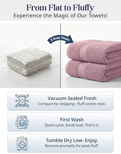 LANE LINEN 100% Cotton Turkish Towels for Bathroom - 16 Piece - Softer & Highly Absorbent - 4 Bath, 8 Wash cloths, 4 Hand Towels - Complete Family Set, Hotel Quality & Gentle on Skin - Wistful Mauve - color: 11: Wishful Mauve