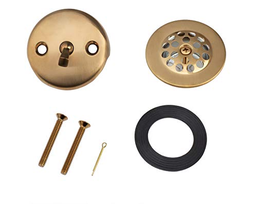 Artiwell Trip Lever Tub Trim Kit Set With Trip Lever Overflow Face Plate, Trip Lever Bathtub Drain with Strainer, Overflow and Matching Screws (BRUSHED GOLD) - color: BRUSHED GOLD