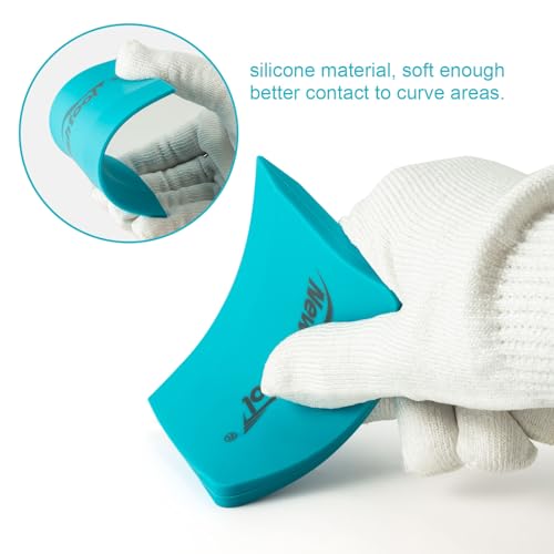 NEWISHTOOL Soft Silicone Small Squeegee for Vinyl, 2 PCS PPF Tools Window Tinting V-Blade Scraper for Window Film Application, Car Paint Protective Film Installation & Water Removal - color: Blue
