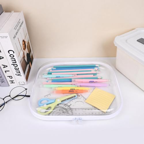 Clear Hard Shell Zipper Case,6PCS Transparent Clear Zipper Pouches,Hard Side Plastic Case Set,Portable Travel Storage Organizer Bins - color: 6pcs-M