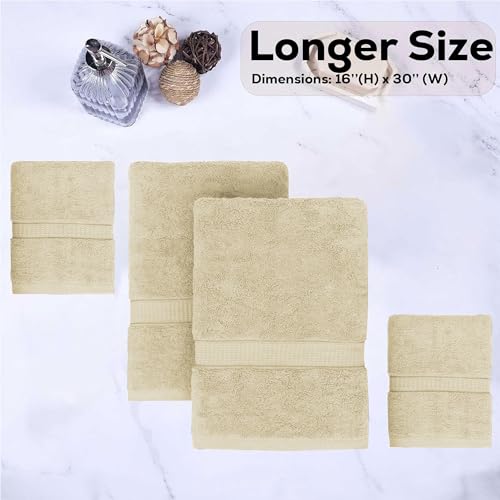 GOLD TEXTILES Premium Hand Towels for Bathroom -100% Ring Spun Cotton (Sand,4 Pack, 16x30 Inches) Luxury Soft Absorbent & Quick Dry, Bathroom Hand Towel Perfect for Hotel, Salon, Gym & Spa - color: Sand, size: 4 Pack 16x30