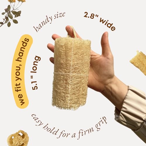 Natural Loofah Sponge (Pack 4) - Exfoliating Body for Bath or Dish Scrubber for Kitchen - 100% Biodegradable Compostable Zero Waste Dishwashing Scouring Pad - size: Pack 4