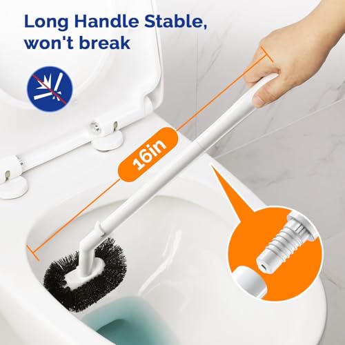 HAMITOR Toilet Plunger and Brush Set for Bathroom Cleaning with Extented Handle - Heavy Duty Toilet Plunger Combo Accessories with Caddy Stand Holder for Small Space - White,2 Sets - color: A-white, size: 2 pack