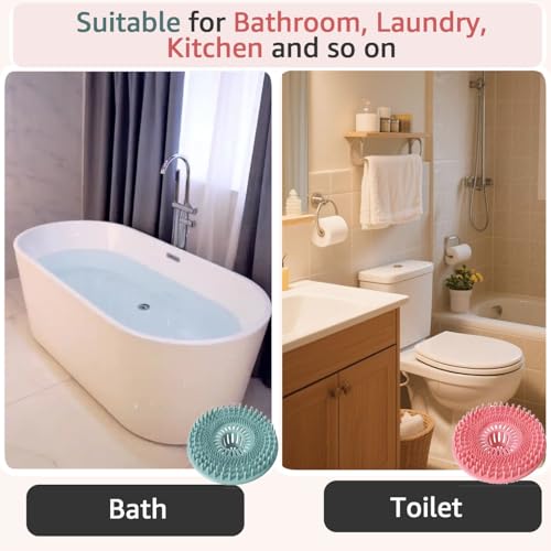 Silicone Hair Catcher for Shower Drain & Bathtub – 3 Pack (Grey/Blue/Pink), Anti-Clog Drain Strainer with Strong Suction, Easy Install, for Bathroom, Kitchen & Pet Hair (Patented)