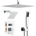 Shower Faucet Set Shower System - SR SUN RISE Polished Chrome Shower Trim Kit with Dual Shower Head, 12'' Ceiling Rainfall 6'' Wall Mount with Handheld Shower for Couples, Complete 6 Diverter Valve - color: Chrome, size: 12 Inch