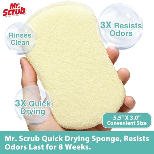 Mr. Scrub Sponges Kitchen Scrub Dish Sponge Scouring Pad, 24 Pack Cleaning Brush Scrubber Supplies for Soap, Dishwashing Dinnerware Sets Pan Pot Glass Dishwasher Sink Bathroom Towels Cloth Rags Holder - size: 24 Pack
