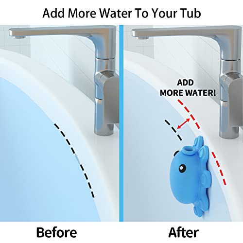 Bath Tub Overflow Drain Cover- Silicone Bathtub Overflow Cover with Suction Cups, Tub Drain Block Adds Inches of Water for Deeper Bath, Cute Bathroom Accessories, Blue - color: Blue