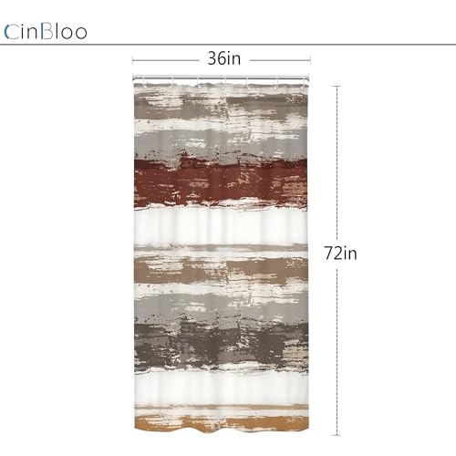 Abstract Brown 36Wx72H Shower Curtain Small Stall Half Modern Geometric White Grey Striped Simple Neutral Watercolor Oil Painting Bathroom Curtain Set Aesthetic Bath Bathroom Accessories Decor - size: 36"W x 72"L (Pack of 1)