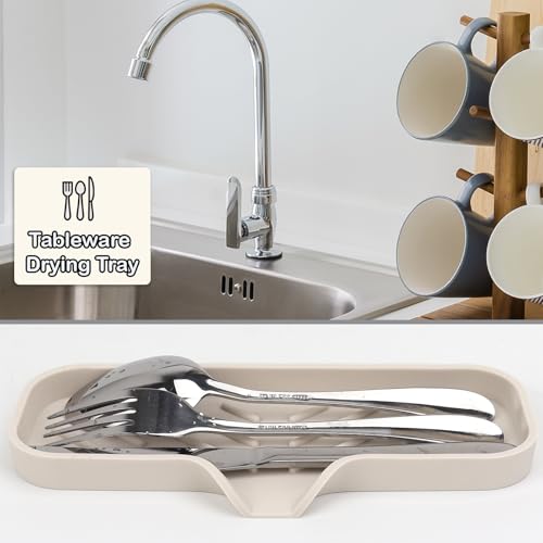 YASMEN Silicone Bathroom Soap Dishes, Sink Sponge Holder for Kitchen, Rubber Soap Dish with Drain, Shower Soap Sponge Tray, Sink or Counter Organizer, for Bar Soap, Bottle, Dish Soap Dispenser-Tapioca - color: Tapioca, size: M(9"×3.15" )