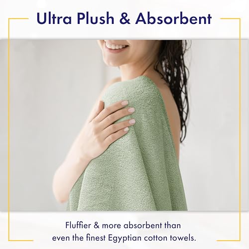 Alusa Home 100% Organic Zero-Twist Cotton Towels - GOTS Certified Luxury Bath Towels - Ultra Soft & Plush 700GSM Long-Staple Cotton - 6 Piece Towel Set (Eucalyptus Green) - color: Eucalyptus, size: 6pc Towel Set