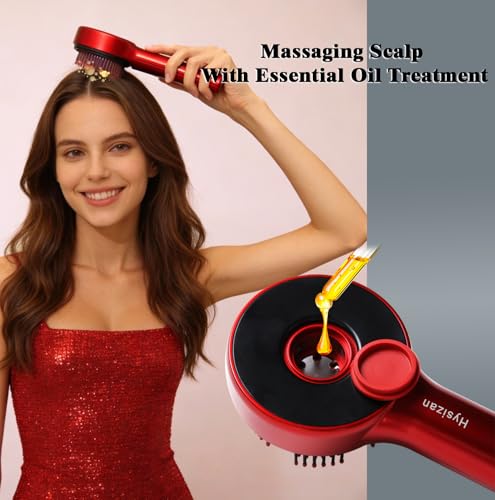 Rechargeable Scalp Massage Comb - Mimics Hand-like Kneading for Daily Hair Maintenance & Relaxation, Cordless with Oil Applicator for Men & Women - color: Red