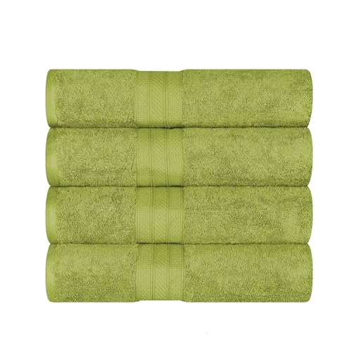 Superior Long Staple 100% Combed Cotton 700GSM Solid Highly-Absorbent 4-Piece Bath Towel Set for Bathroom, Shower, Kitchen-Super Soft, Plush, Highly Absorbent, Assorted 4-Piece Towels, Green Essence - color: Green Essence, size: 4-Piece Bath Towel Set