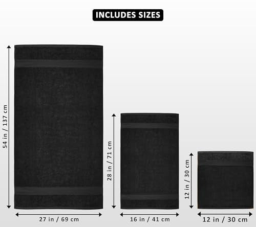 Utopia Towels 8 Piece Luxury Towel Set – Majestic Plush, Super Absorbent & Quicker-to-Dry, Thick 100% Ring Spun Cotton Towels for Bathroom, Spa & Hotel – 2 Bath, 2 Hand, 4 Washcloths, Black - color: Black, size: 8 Pieces Towel Set