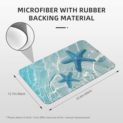 Blue Ocean Beach Bath mats Quick Dry Absorbent Bath Rugs Rubber Non Slip Bath Mat for Bathroom Floor Tub Shower Sink 16"×24" - color: Blue Beach, size: 16"x24"