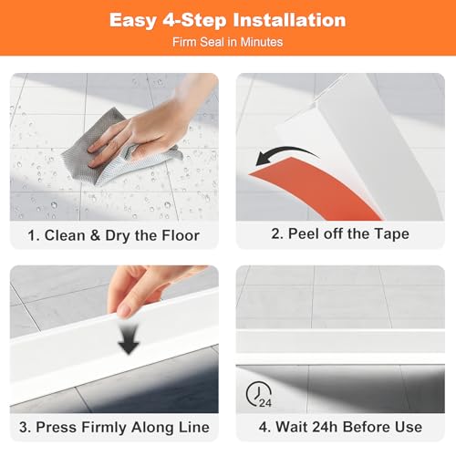 3.8'' High Shower Threshold Water Dam Collapsible 70IN Shower Water Splash Guard for Shower Water Blocker for Wet and Dry Separation Bathroom and Kitchen (70 Inch) - size: 70 Inch