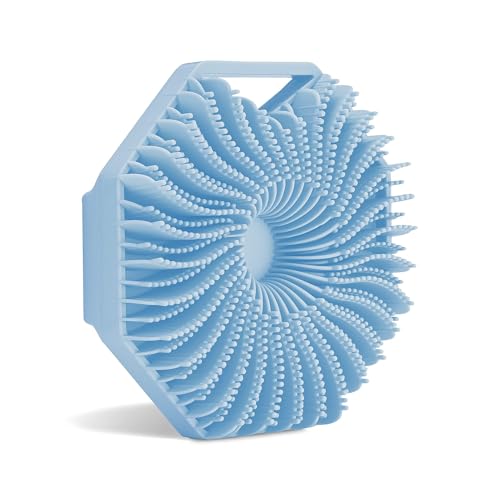 Sud Scrub® Antimicrobial Silicone Body Scrubber, Exfoliating Body Brush for Sensitive Skin, Antibacterial Shower Scrubber for Body, Bathroom Essentials for Men & Women, Blue - color: Blue