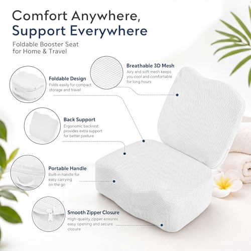 Yerliker 1 Pcs Foldable Hot Tub Booster Seat for Adults Adjustable 2 Heights up to 6.3", Weighted Booster Seat 3D Air Mesh Hot Tub Accessories Quick Dry Micro Dot Non Slip for Spa Bathtub Pool (White) - color: White