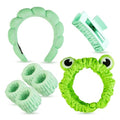 7 Pcs Spa Set, Facial Spa Headband and Wristband Set, Skincare Headband, College Style Girl Gift, Hair Accessories for Women and Girls (Green) ﻿ - color: Green