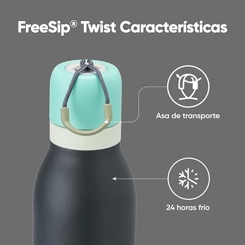 Owala FreeSip Twist Insulated Stainless Steel Water Bottle with Straw for Sports and Travel, BPA-Free, 24-oz, Blue/Grey (Foggy Tide) - color: Foggy Tide, size: 24 Ounces