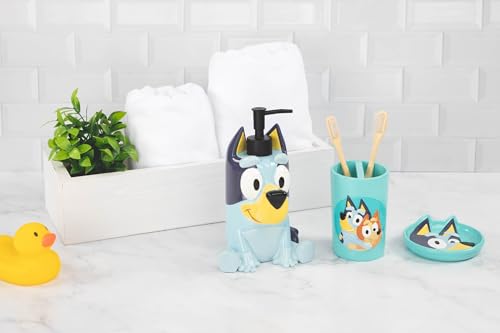 Jay Franco Bluey Toothbrush Holder - Blue Resin Pencil Holder/Bathroom Tumbler Features Bluey & Bingo - Fun Toothbrush Holder for Kids - color: Blue - Bluey