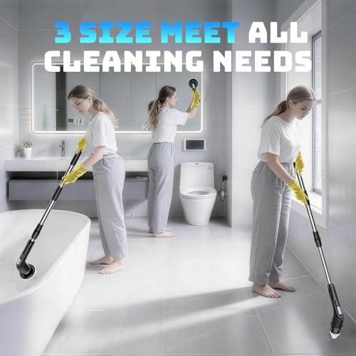 Electric Spin Cleaning Brush, Comes with 7 Reusable Brush Attachments & Adjustable Extension Handle