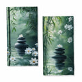 Zen Hand Towels Set of 2, Absorbent Green Bamboo Stones White Flowers Meditation Bathroom Kitchen Towels, Lightweight Breathable Face Towels for Bathroom Gym Hotel - color: Zen