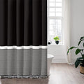 Seasonwood 84 Inch Shower Curtain Black Shower Curtains White Striped with Black Tassels Modern Farmhouse Waterproof Cloth Shower Curtain Set - color: Black, size: 72"W x 84"L (Pack of 1)