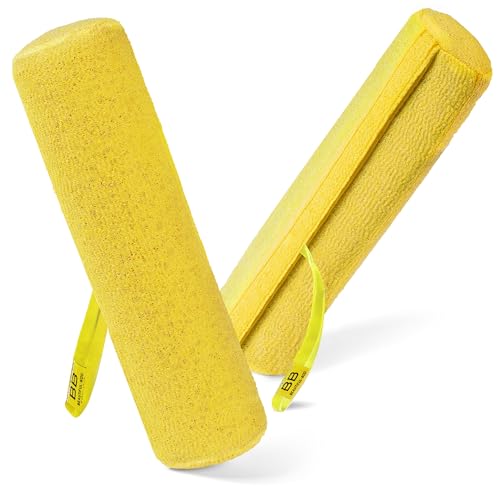 Back Scrubber for Shower - Beautiful Bod Patented 13-Inch Exfoliating Loofah with Built-in Handle, Easily Reaches Entire Back, Full Body Shower Scrubber for Back Washing, Exfoliation & Skin Smoothing - color: Sunshine Yellow