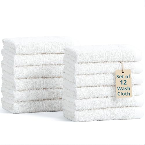 Casa Platino White Washcloths 12 Pack - 13x13 inches - 100% Cotton - Premium Quality Wash Cloths for Bathroom - Well Stitched, Soft & Highly Absorbent Washcloths Set - Ideal for Hotel, Spa & Salons - color: 02: White, size: 12 Piece Wash Cloth
