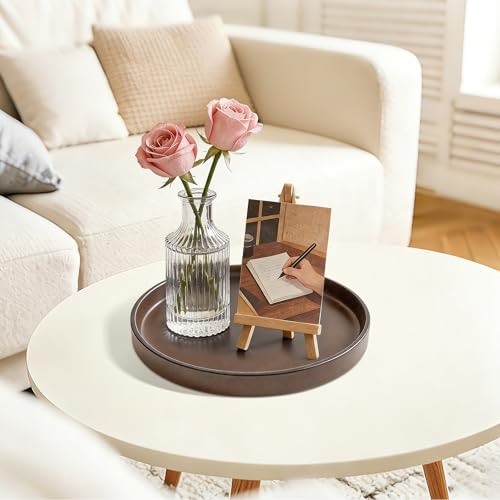 1 Pack 9" Bathroom and Vanity Tray, ABS Bathroom Counter Organizer, Coffee Table Decor for Perfume, Candles, Keys &More. Kitchen Countertop Organizer, Decorative Tray Soap Holder, Brown - color: Brown, size: 9"