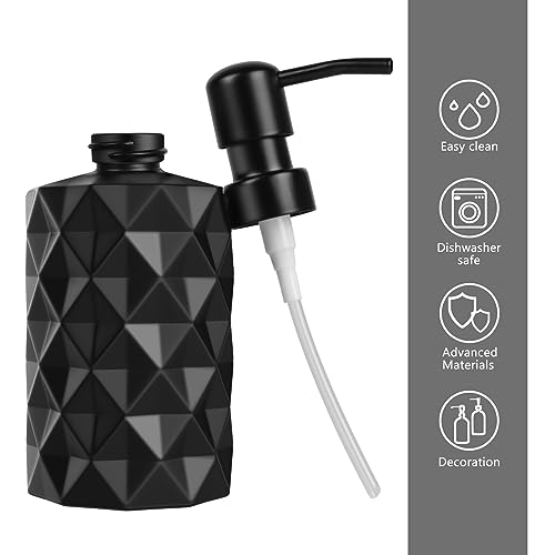 Glass Soap Dispenser with Plastic Pump, 330ml/11oz. Liquid Hand Soap Dispenser for Bathroom and Kitchen, Hand-Pump Dispenser for Dishwashing Liquid, Lotion, Soap, Essential Oil (Matte Black) - color: Matte Black