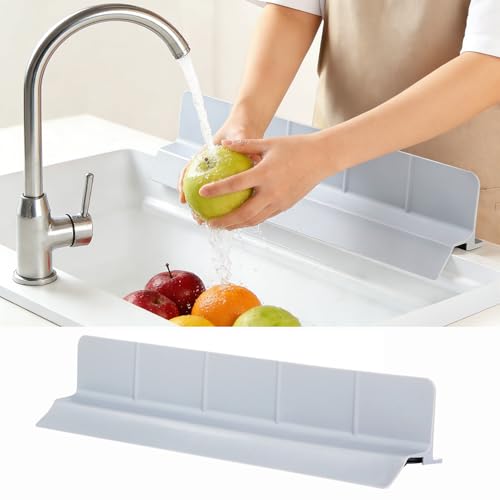 23" Silicone Kitchen Sink Splash Guard - Strong Suction Cup Design, Faucet & Countertop Protector for Bathroom & Sink Edge, Dishwasher Safe
