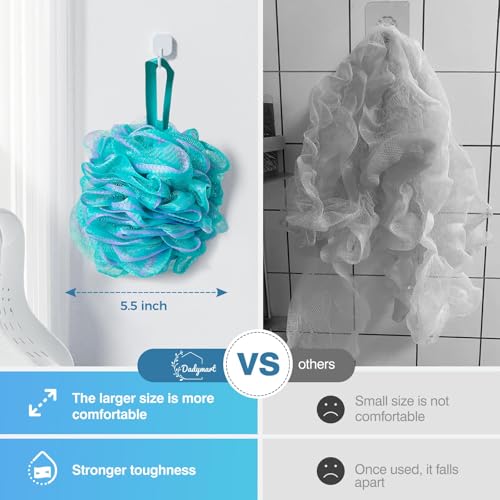 DadyMart Shower Loofah Sponge Pouf – XL Exfoliating Bath Puff Body Scrubber, Soft Mesh Shower Sponge with Reinforced Knot, Rich Lather, Set of 4 for Women and Men - style: Flower