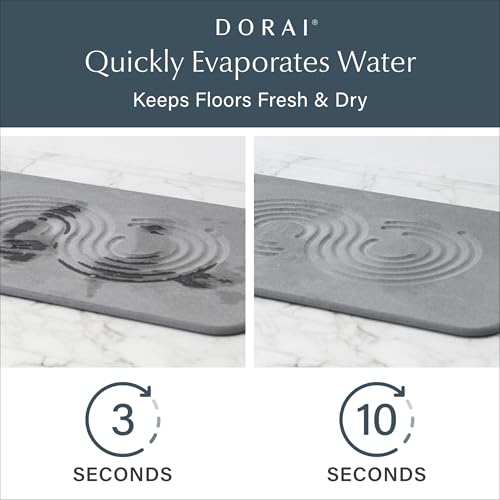 Dorai Home Stone Bath Mat - Premium Diatomaceous Earth Bath Floor Mats with Non-Slip Base, Fast-Drying Modern Shower Mat for Bathroom | Zen Ash - 23.6"x15.4" - color: Zen Ash, size: 1 Pack