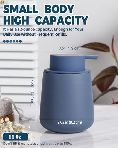 Bosilunlife Ceramic Foaming Soap Dispenser - 12Oz Bathroom Countertop Kitchen Dish Soap Pump Dispenser Foam Soap Dispenser - Matte Blue - color: Matte Blue