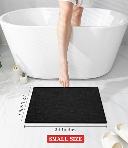 chakme Bathroom Rugs Mat 24x17, Ultra Thin Non Slip Bath Mat Quick Dry Absorbent Bath Mat for Bathroom Floor, (Black, 24"x17") - color: Black, size: 24"x17"