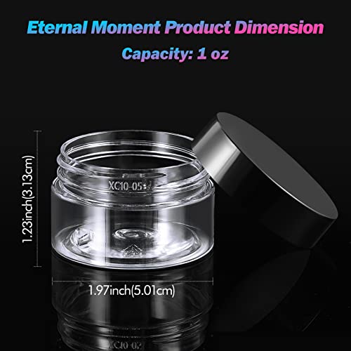 Eternal Moment 36 Pack 1 OZ Plastic Jars Round Clear Cosmetic Container Jars with Lids, Perfect for Lotion, Cream, Ointments, Makeup, Eye Shadow, Rhinestone, Samples, Pot, Travel Storage - color: Black Lid, size: 1 Ounce
