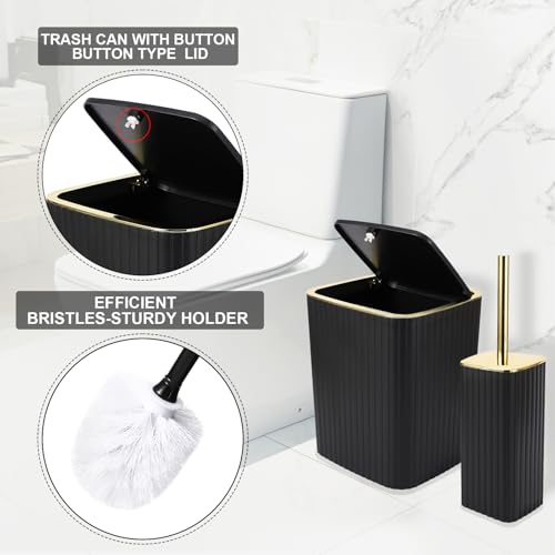 XLHOMO 26PC Bathroom Accessories Set - Gorgeous Black Bathroom Set, Bathroom Accessory Set, Black Shower Curtain Set with Bathtub Mats for Shower Tub - size: Bath Set+Bathtub Mat+Shower Curtain&Rugs, style: Black&Gold