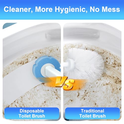 JOYMOOP Bathroom Cleaning Set, Mop and Bucket System with Toilet Brush Set, White, Microfiber Flat Mop for Household & Commercial Floor and Bathroom Cleaning