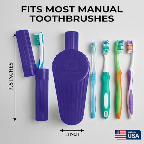 American Comb Toothbrush Holder - Purple, Made in USA, with Ventilation Holes, for Toothbrush Covers, Toothbrush Holder, Toothbrush Soft, Durable Design, Hygienic Bathroom Accessory - color: Purple