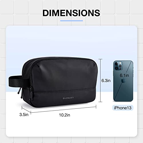 BAGSMART Travel Toiletry Bag for Men, Dopp Kit Water Resistant Shaving Bag for Toiletries Accessories, Black-Medium - color: Black, size: Medium
